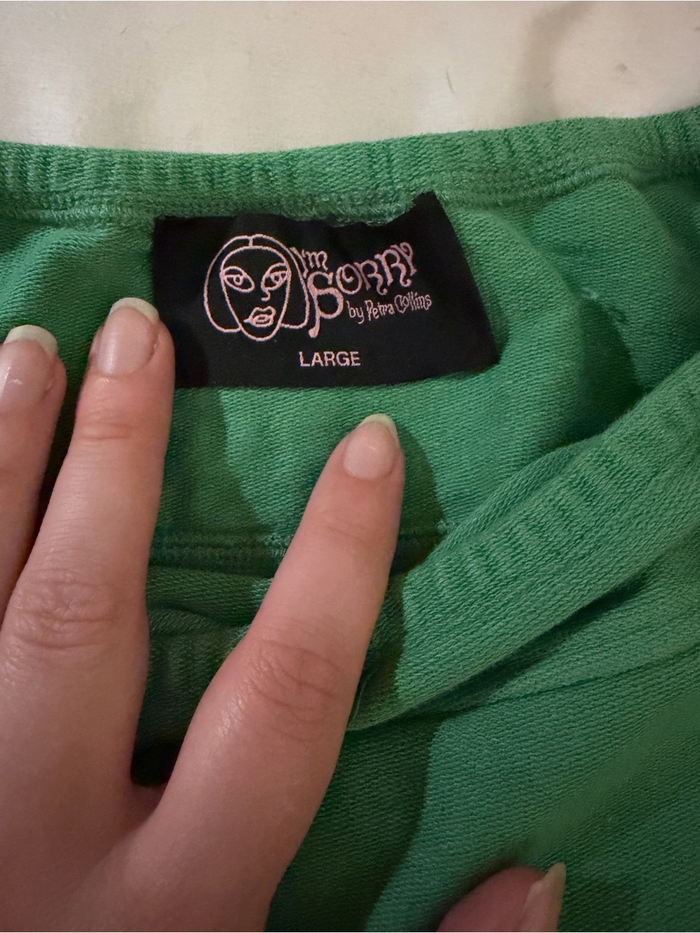 “I’m Sorry” embroidered skirt size large women’s